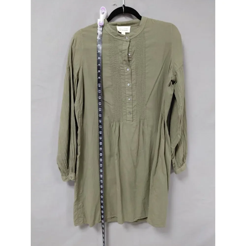 Nili Lotan Duane Made in USA Green Mini Pleated Shirt Dress Women Size S